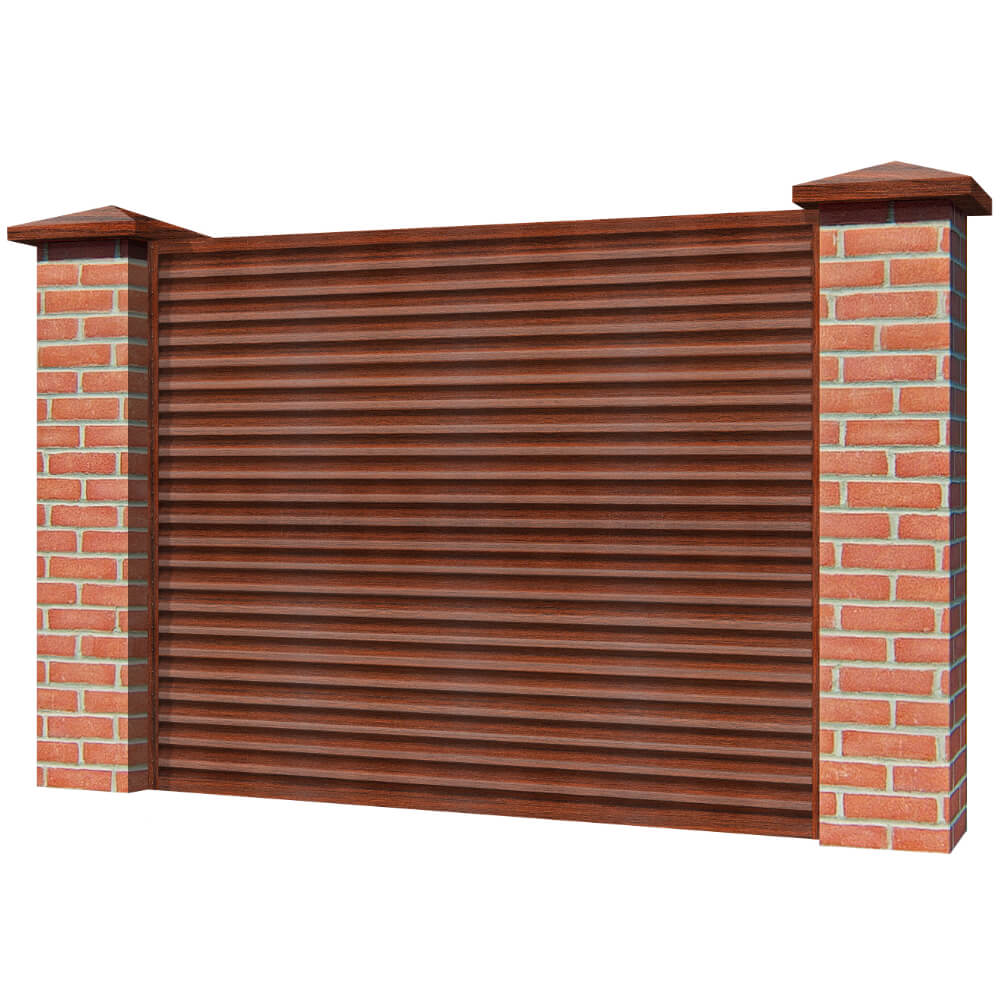 Забор жалюзи ЭКО-Z Венге SteelArt односторонний на кирпичных столбах