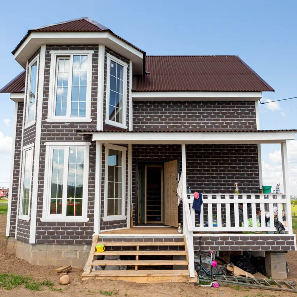 Фaсадная плитка Hauberk цвет КВАРЦИТ на фасаде дома фото 7