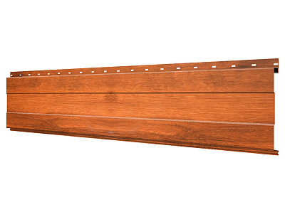 Линеарная потолочно-стеновая панель с ПОЛОСОЙ усиленная Кедр Темный 3Д SteelArt Россия