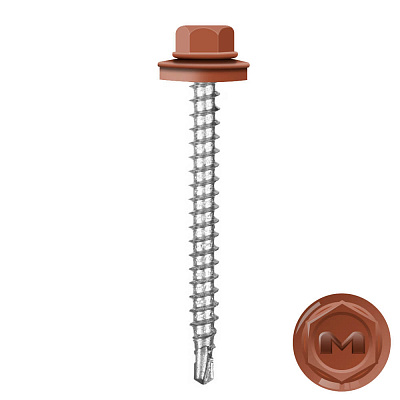 Саморез кровельный DAXMER по дереву RAL8004 Терракотовый 4,8 50мм