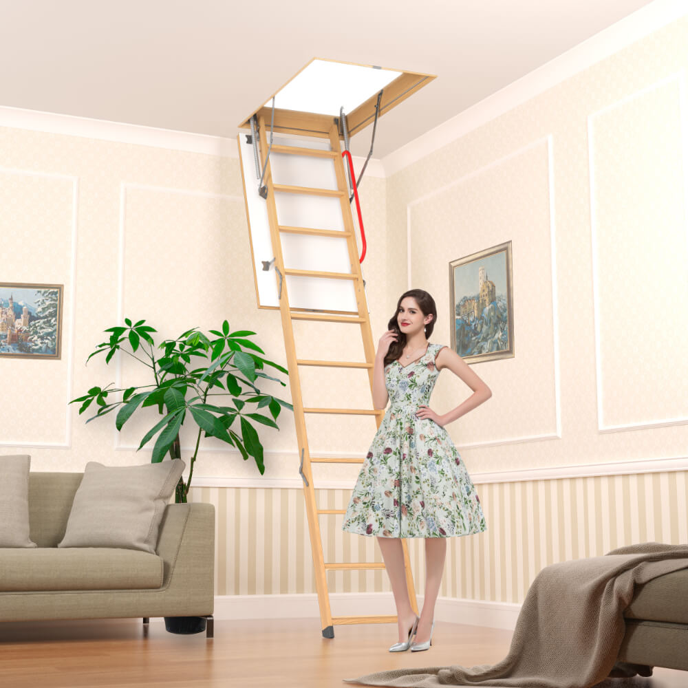 Чердачная лестница Деке Премиум в интерьере фото 2