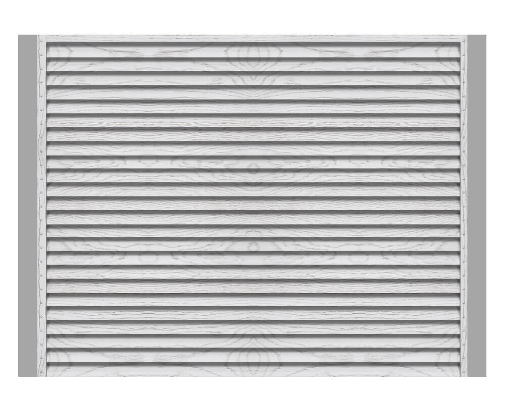 Секция забора жалюзи из ламелей жалюзи ЭКО-Z Беленый Дуб Printech Корея с металлическими столбами анфас