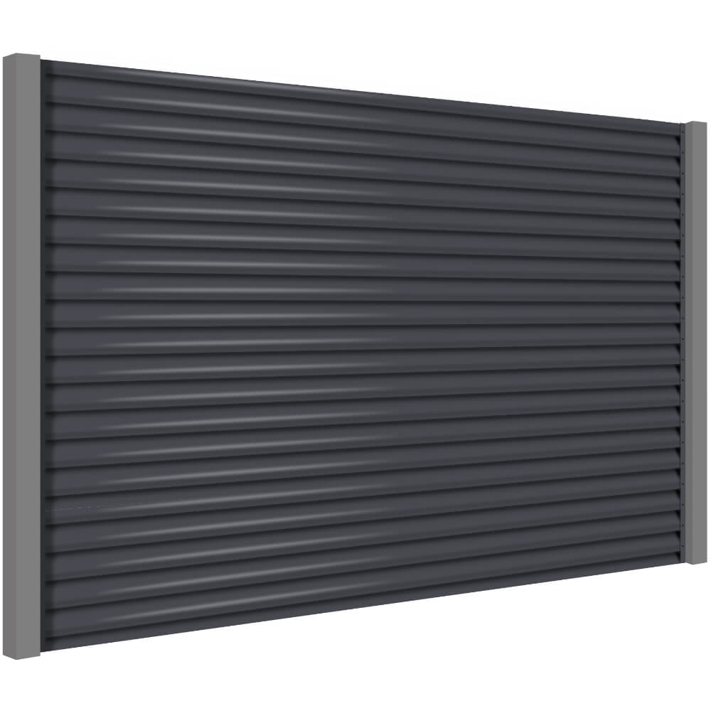 Секция забора жалюзи RAL7024/7024 Серый Графит 2-х сторонняя с металлическими столбами