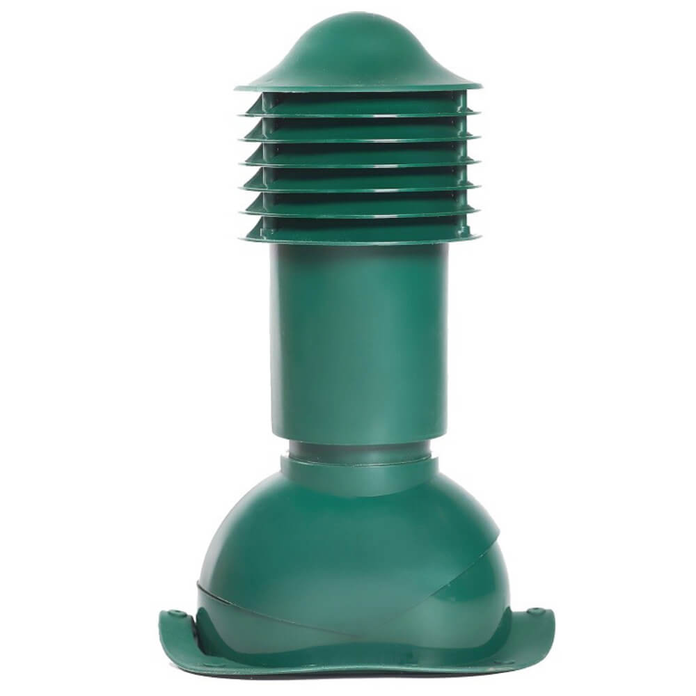 Труба вентиляционная VIOTTO d110мм h550мм для металлочерепицы RAL6005 зеленый мох вид сбоку