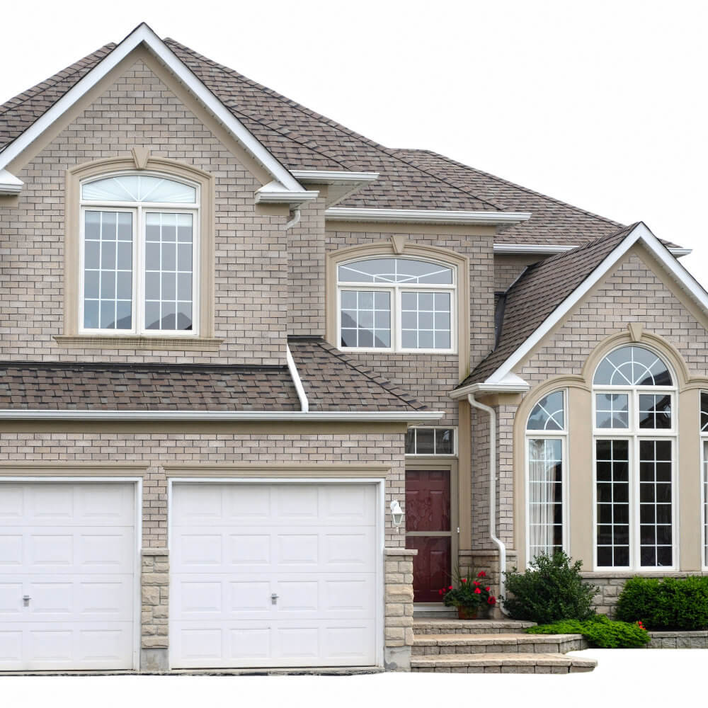 Фaсадная плитка Hauberk коллекция Кирпич цвет Серо-Бежевый на фасаде дома фото