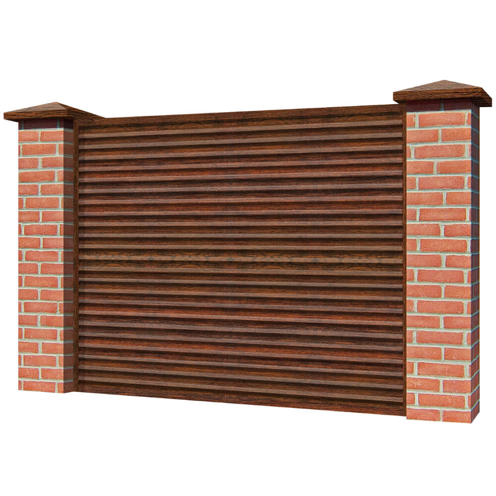 Забор жалюзи ЭКО-Z Античное Дерево 3D Принтек односторонний на кирпичных столбах