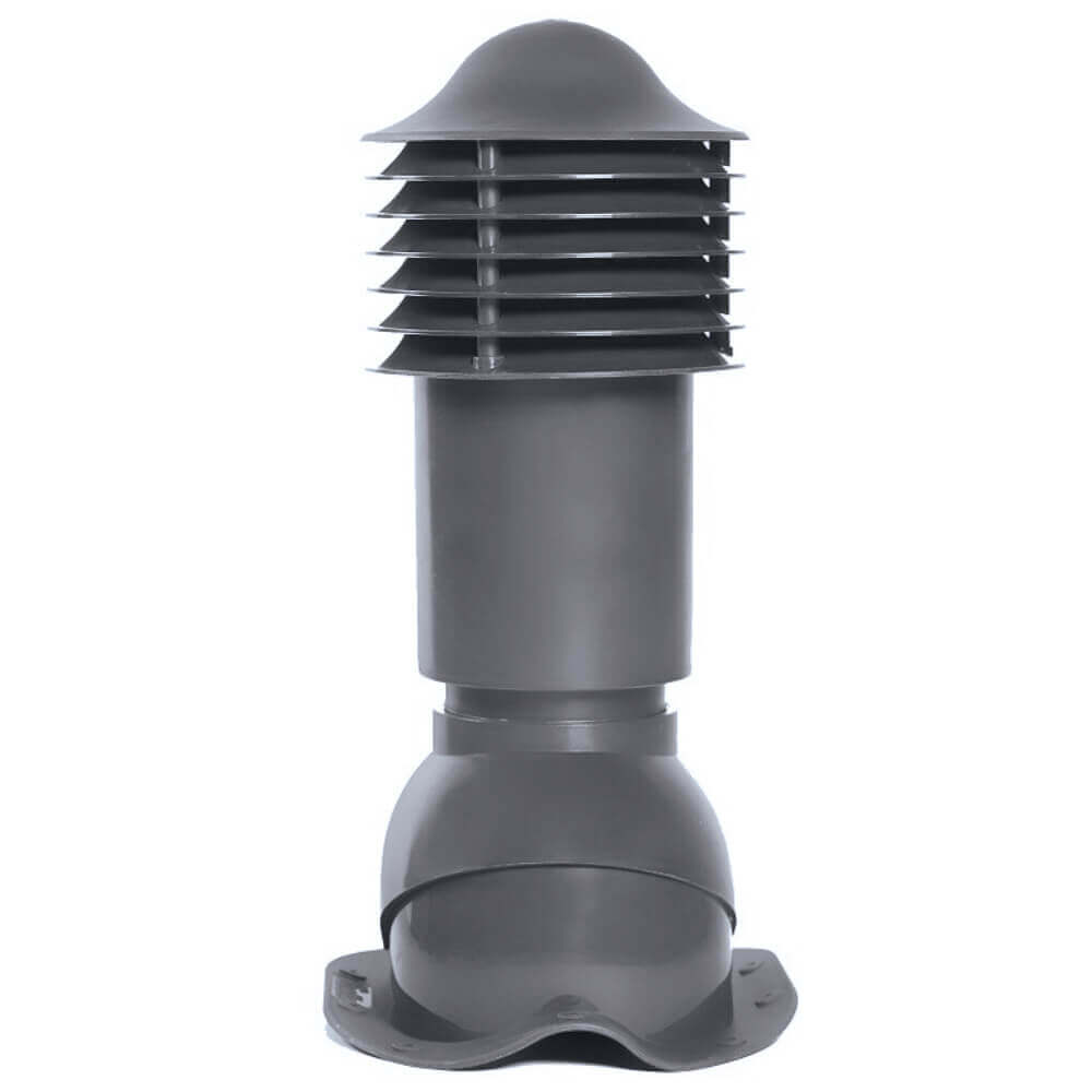 Труба вентиляционная VIOTTO d150мм h650мм для металлочерепицы RAL7024 серый графит утепленная вид спереди