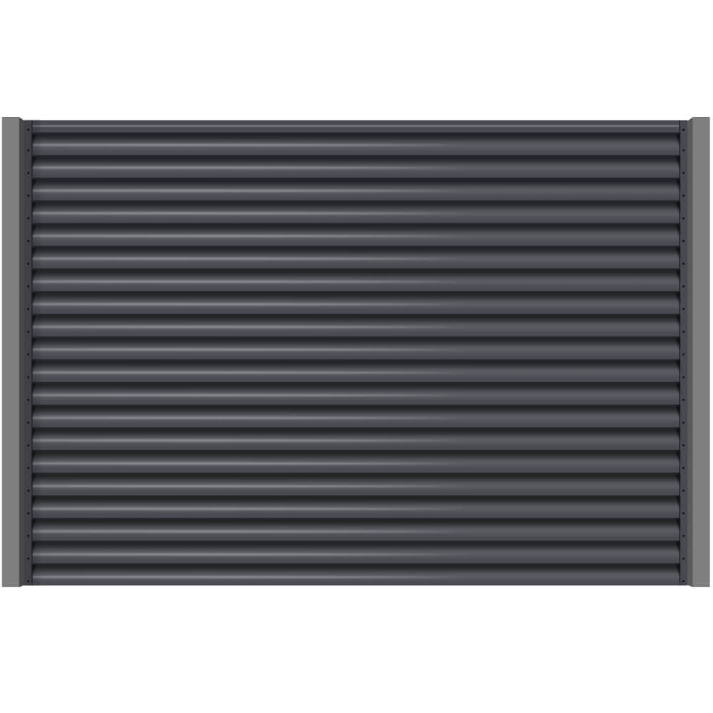 Секция забора жалюзи RAL7024/7024 Серый Графит 2-х сторонняя с металлическими столбами анфас