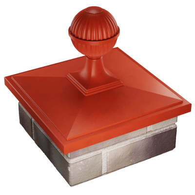 Колпак БонаМоно Красный с шаром на столб 1.5х1.5 кирпича фото 4